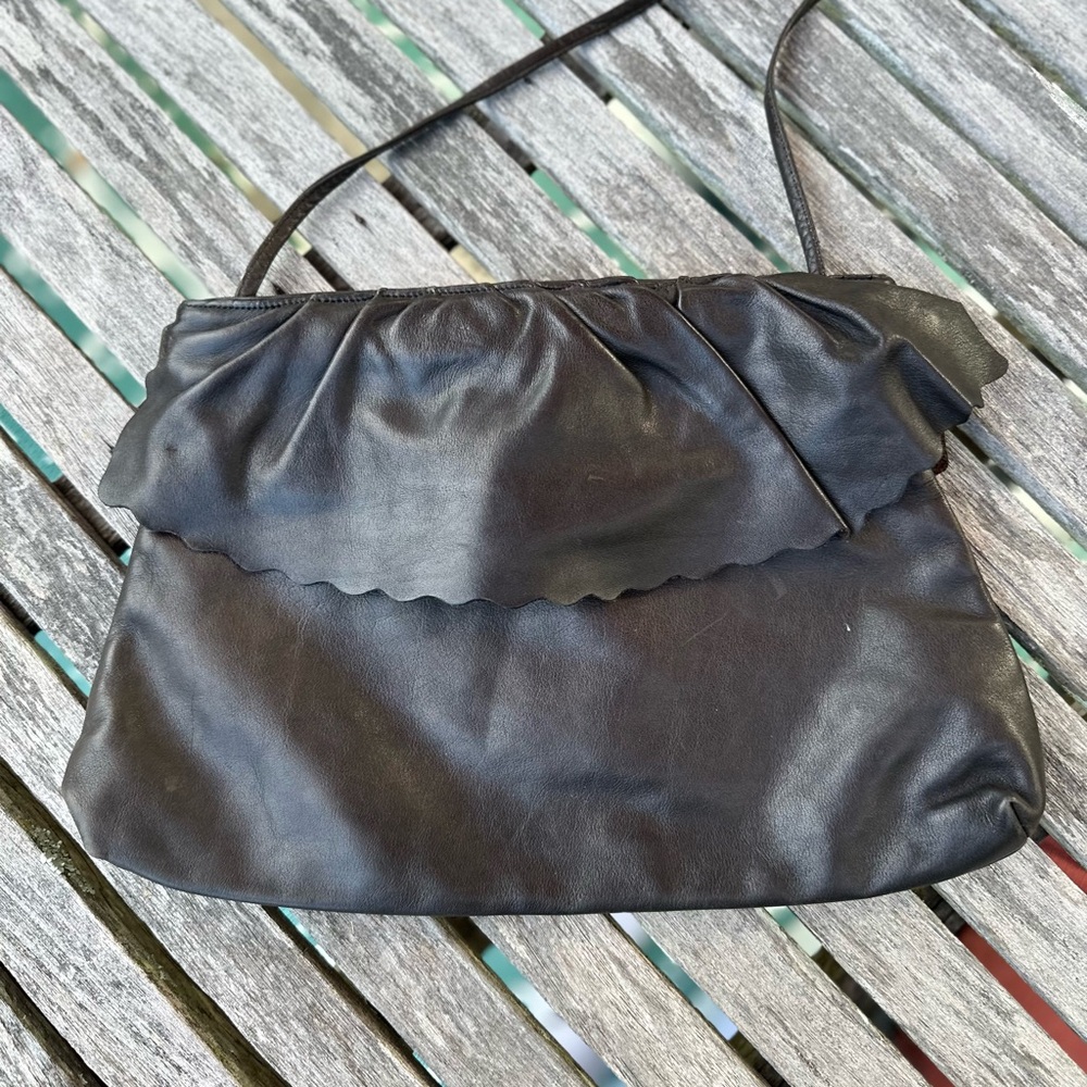 Vintage Dark Brown Leather Shoulder Bag